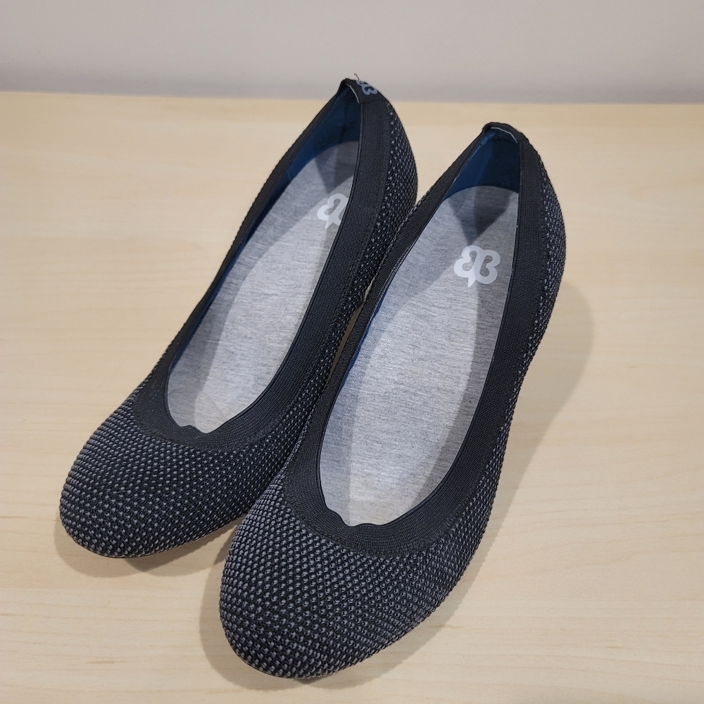 Sz 7.5 Betabrand "Late to the Gate" Heels Black Navy Textile Upper